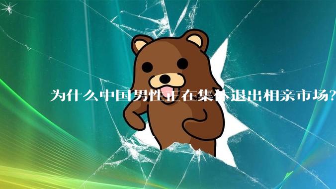 为什么中国男性正在集体退出相亲市场？